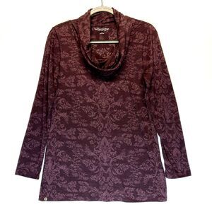 Soft Surroundings Womens Top Size Medium Cowl Neck Floral Print Purple